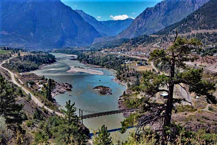 river and mtns scene